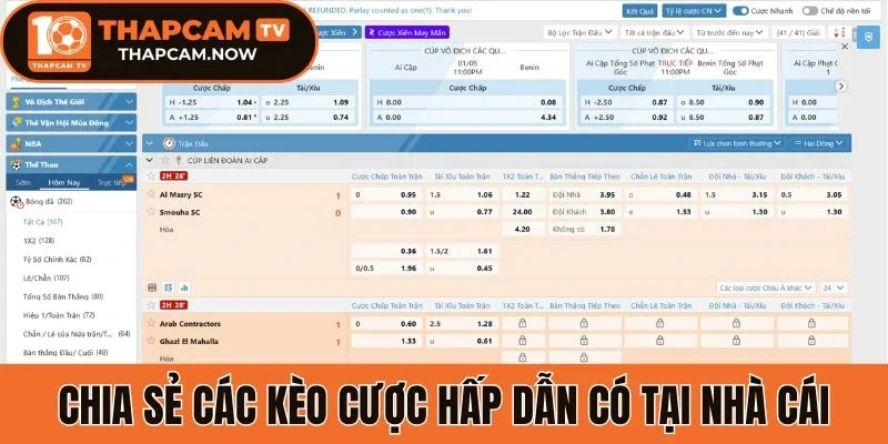 Chia sẻ các kèo cược hấp dẫn có tại nhà cái