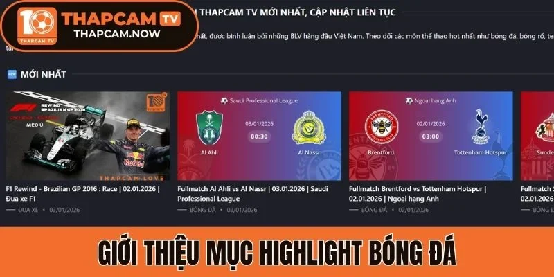 Giới thiệu mục highlight bóng đá