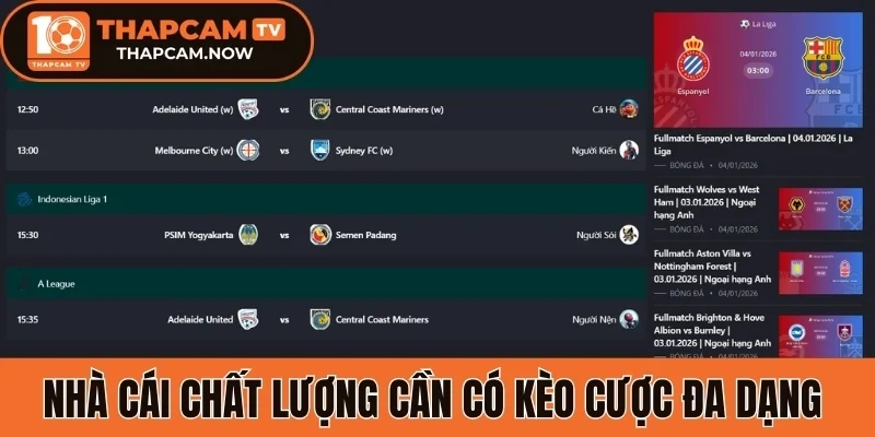 Nhà cái chất lượng cần có hệ thống kèo cược đa dạng