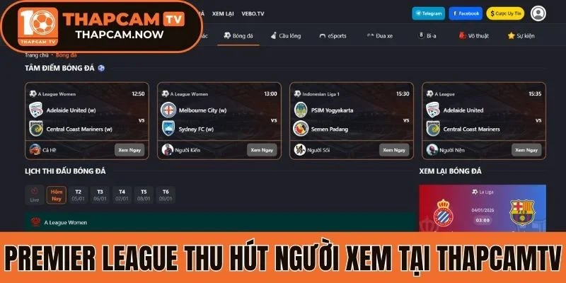 Premier League thu hút người xem tại Thapcamtv
