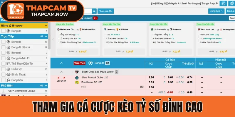 Tham gia cá cược kèo tỷ số đỉnh cao
