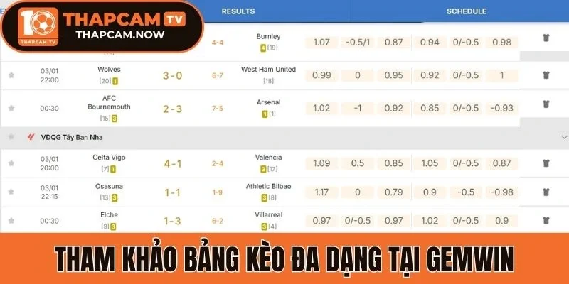 Tham khảo bảng kèo đa dạng tại Gemwin