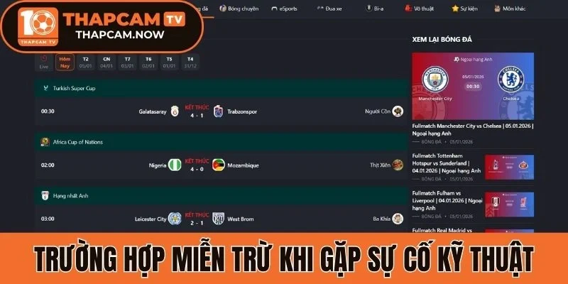 Trường hợp miễn trừ khi gặp sự cố kỹ thuật
