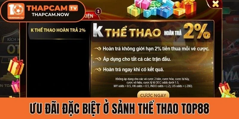 Ưu đãi đặc biệt ở sảnh thể thao Top88