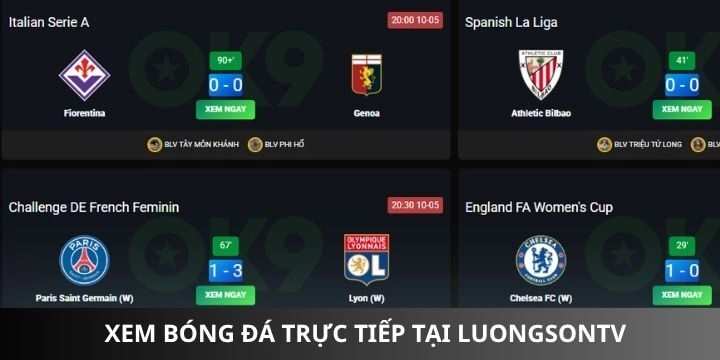 Xem bóng đá trực tiếp mọi lúc mọi nơi tại luongsontv